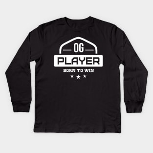 OG Player Born to Win Old School Vintage Gaming Community Kids Long Sleeve T-Shirt